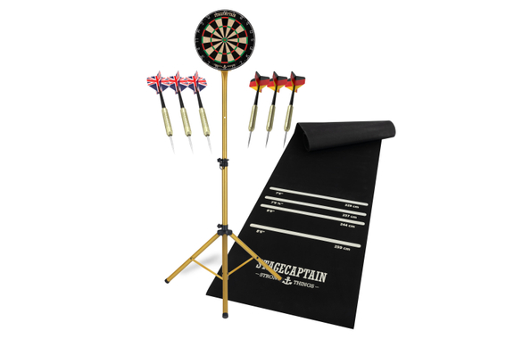Stagecaptain DBS-1715 BullsEye Pro Dianas De Dardos + Soporte y Set De Alfombra Oro image 1