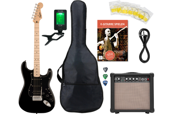 Squier Sonic Stratocaster HSS Black Starter Set image 1