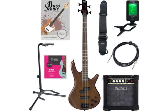 Ibanez GSR200B-WNF E-Bass Walnut Flat Starter Set image 1