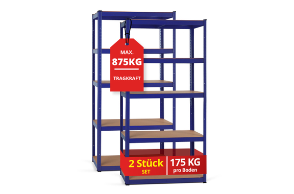 Stagecaptain Heavyrack Opslagrek Houten Planken Blauw, max. 875 kg 2x Set image 1