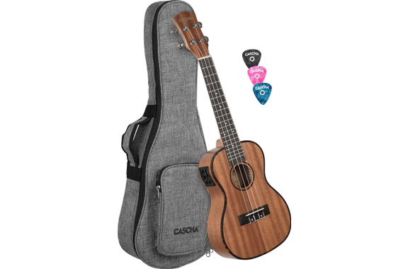 Cascha Premium Concert Mahogany Ukulele Set with Pickup image 1