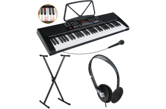 McGrey LK-6120-MIC Lighted Keys Keyboard with Microphone Set incl. Stand and Headphones Black image 1