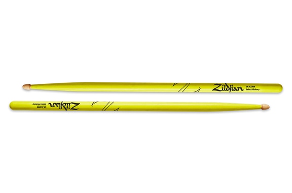 Zildjian 5A Acorn Drumsticks Neon Yellow image 1