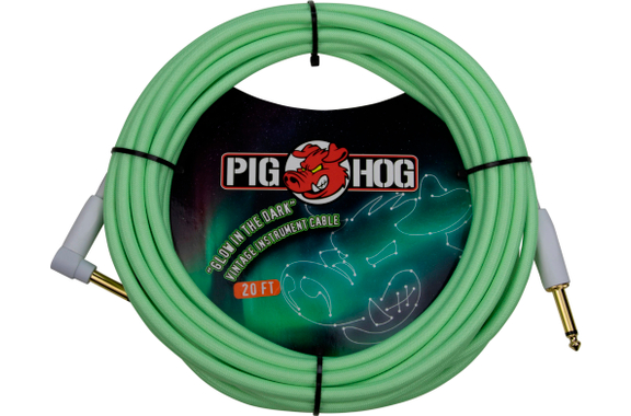 Pig Hog "Glow In The Dark" Instrumentenkabel 6m Winkel image 1
