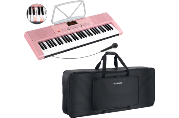McGrey LK-6120-MIC Keyboard Met Verlichte Toetsen En Microfoon - Roze Tassenset image 1