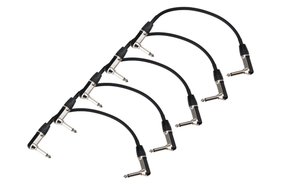 5-delige set Pronomic Stage INST-A-030 Patchkabel Haakse Connector 0,3 m zwart 5x set image 1