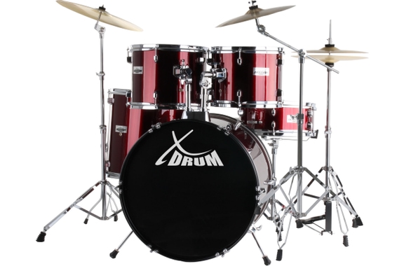 XDrum Semi 22" Standard Schlagzeug Lipstick Red Set inkl. Galgenständer + Crash Becken image 1