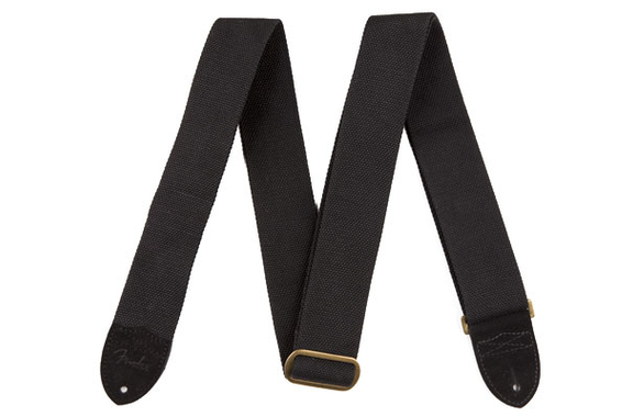 Fender Strap 2" Cotton/Leather Oval BLK image 1