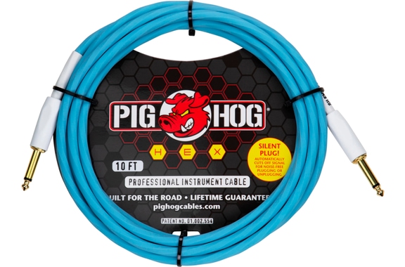 Pig Hog Hex Series Silent Kabel 3m Daphne Blue image 1