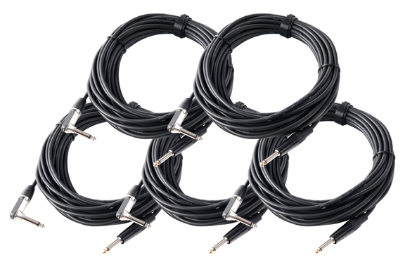 Pronomic Stage INST-A-10 Right-Angle Jack Cable 5x Set 10m, 1.5mm image 1