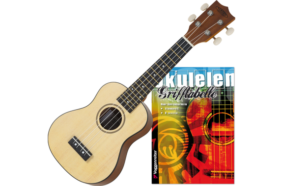 Classic Cantabile Ukulélé Sopran Naturel Set incl. Tableau des Accords image 1