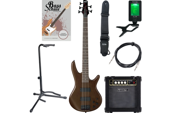 Ibanez GSR205B-WNF SR Gio E-Bas Walnut Flat Starter Set image 1