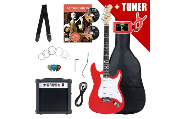 Set Chitarre Elettrica Rocktile Banger's Pack Red con Amplificatore, Custodia, Accordatore, Cavo, Cinghia, Corde e Scuola con CD/DVD image 1