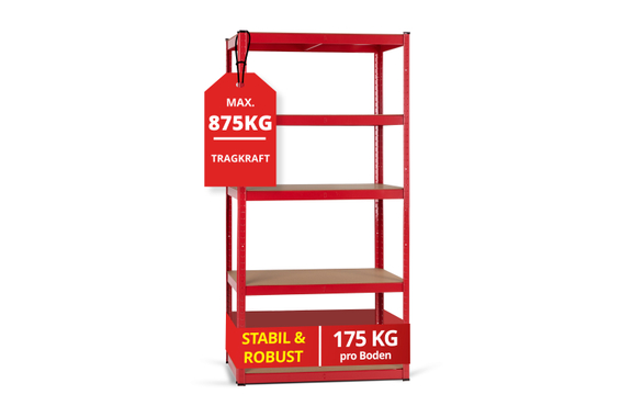 Stagecaptain Heavyrack Opslagrek Houten Planken Rood, max. 875 kg image 1