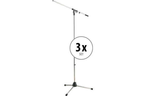 K&M 210/2 Verchroomde Microfoonstandaard 3x Set image 1