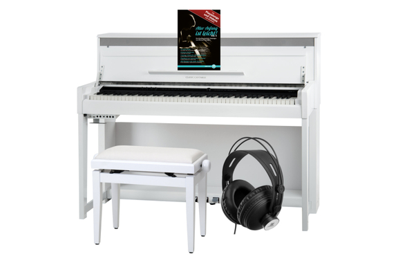 Classic Cantabile UP-1 WM E-Piano Blanco Mate Deluxe Set image 1