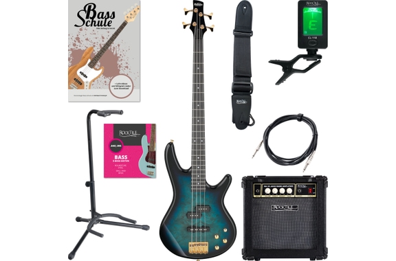 Ibanez GSR200PC-TMU Transparent Marine Burst Starter Set image 1