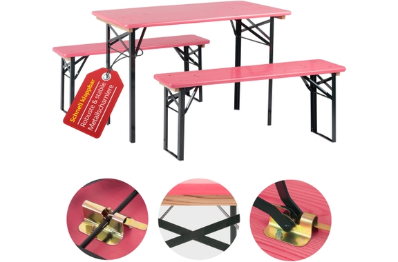 Stagecaptain Hirschgarten Conjunto De Muebles Para Biergarten Para Balcón 117 cm Rosa image 1