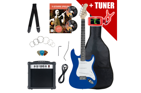 Pack Rocktile Banger's Set Guitares Électriques Blue incl. Ampli, Housse, Accordeur, Câble, Sangle, Cordes et Cours incl. CD/DVD image 1