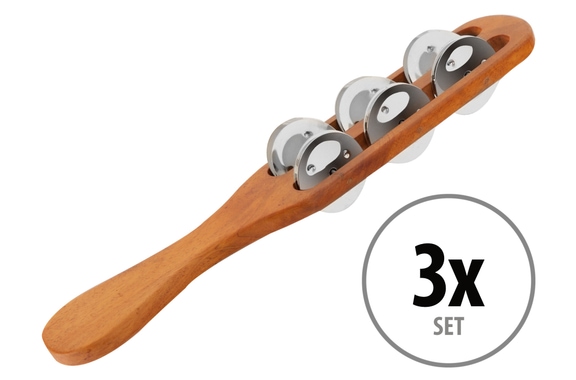 XDrum TS-1 Tambourine Stick Legno Naturale Set da 3 image 1