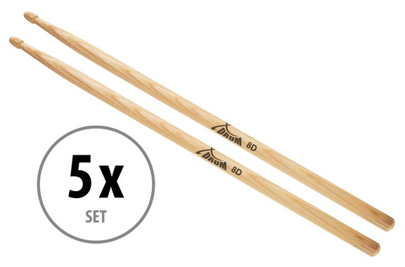 5 Paar XDrum Drumsticks 8D Wood Tip image 1