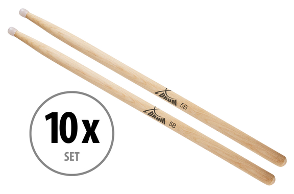 10 Pares de Baquetas XDrum 5B Punta de Nylon image 1