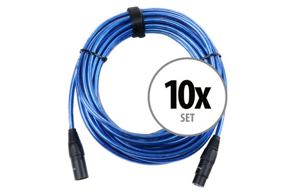 Pronomic Stage XFXM-Blue-10 Microfoonkabel XLR 10 m Metallic Blue 10-delige Set image 1