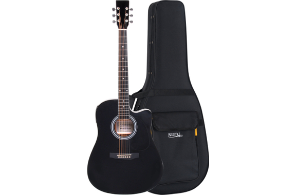 Classic Cantabile WS-10BK-CE Guitare Western noire avec micro Set avec housse souple image 1