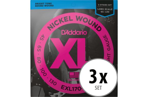 D'Addario EXL170-5 Regular Light 3x Set image 1