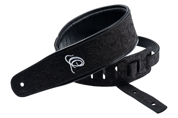 Ortega OSBY-1 Guitar Strap Genuine Leather Byzantine Black image 1