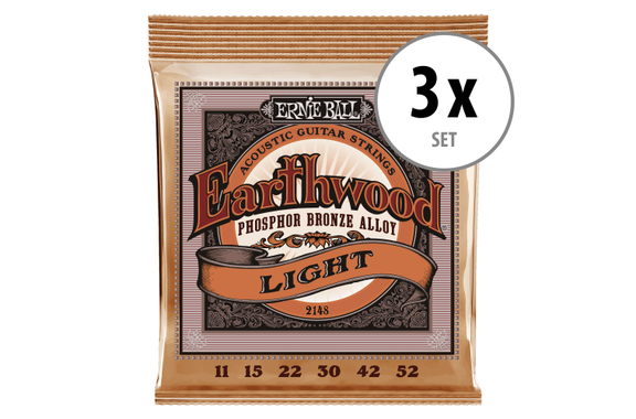 Ernie Ball 2148 Earthwood Phosphor Bronze Light 3x Set image 1