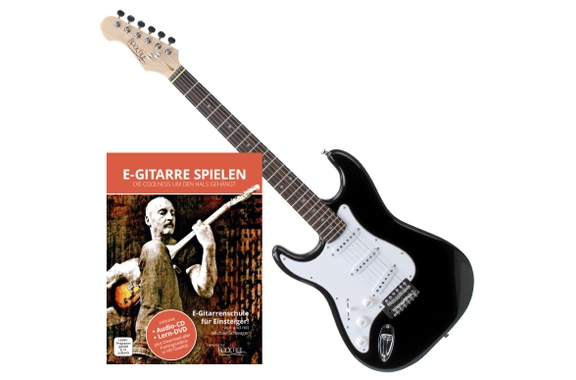 Rocktile Pro ST3-BK Chitarra Elettrica Nera per Mancini + Scuola di Chitarra image 1