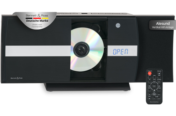 Bennett & Ross Ålesund Vertikal Stereoanlage mit CD/MP3-Player, USB und Bluetooth Schwarz image 1