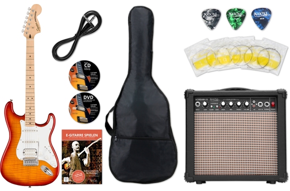 Squier Affinity Stratocaster FMT HSS Sienna Sunburst Starter Set image 1