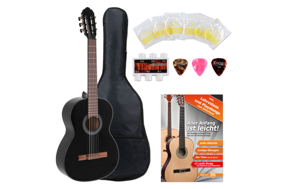 GEWA Student 4/4 Guitare Classique Noire Starter Set image 1