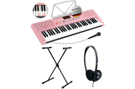 McGrey LK-6120-MIC Light-Up Keyboard With Microphone Set Incl. Stand And Headphones Pink image 1