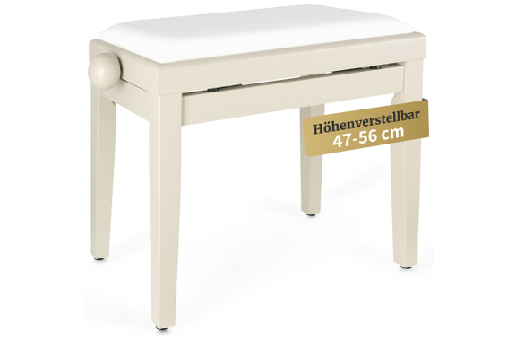 Classic Cantabile Banc De Piano Blanc Cassé Mat image 1