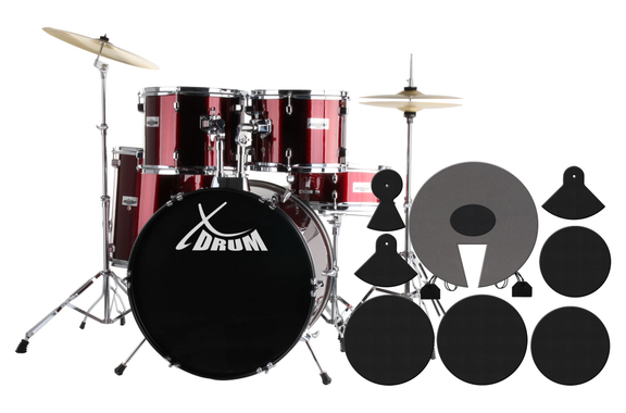 XDrum Semi 20" Studio Schlagzeug Lipstick Red Set + Dämpfer image 1