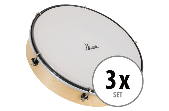 XDrum HTM-10K 10" Tamburo a Mano con Pelle in Plastica Set da 3 image 1