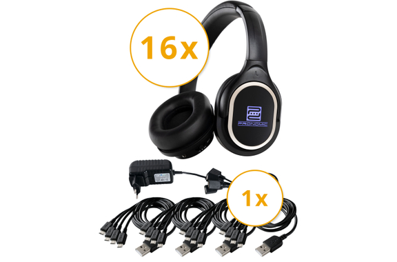 Pronomic SDH-340/16 USB-C Silent Disco V2 Kopfhörer Set + Ladegerät image 1