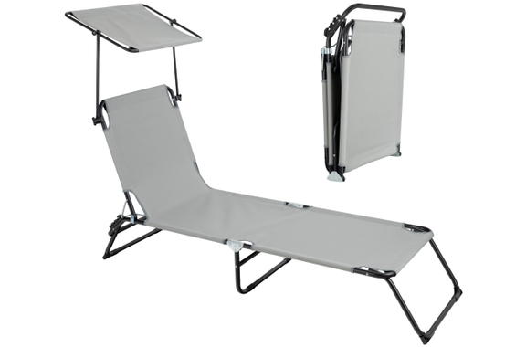 Stagecaptain CS-190 Folding Sun Lounger with Canopy image 1