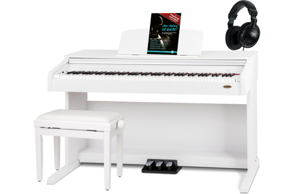 Classic Cantabile DP-210 WM E-Piano Wit Mat Set incl. Bank, Koptelefoon en School image 1