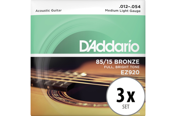 D'Addario EZ920 Medium Light Set 3x image 1