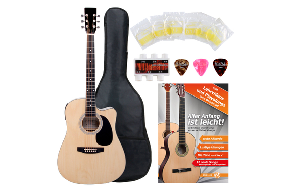 Classic Cantabile Guitare Western avec Micro Starter Set incluant un ensemble d'accessoires 5 pièces naturel image 1