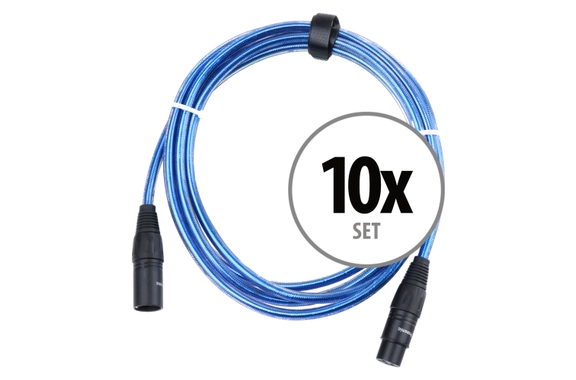 Pronomic Stage XFXM-Blue-2.5 Microfoonkabel XLR 2,5 m Metallic Blue 10-delige Set image 1