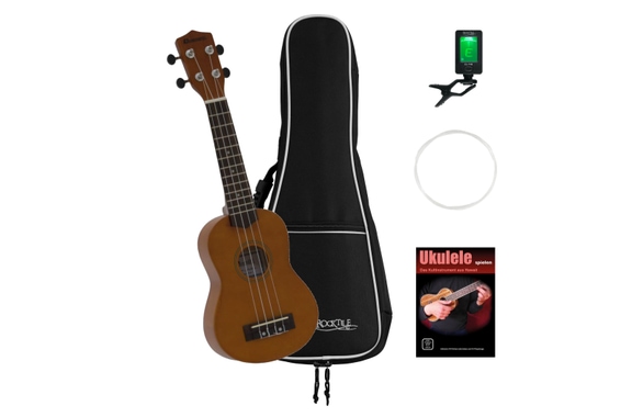Dimavery UK-200 Sopran-Ukulele Braun Set image 1