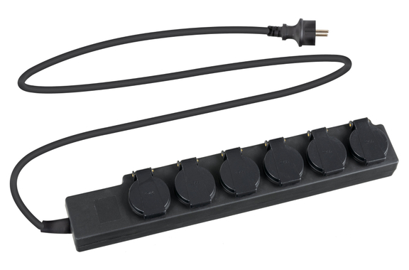 Stagecaptain PSO-6 BK 6-fach Outdoor-Steckdosenleiste IP44 image 1