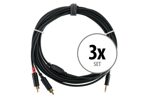Pronomic Stage J3RC-6m Cavo Audio 3,5mm Stereo Jack/Cinch 6m nero 3x Set image 1