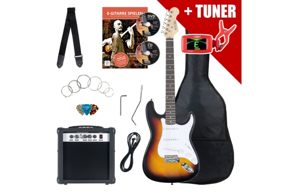 Rocktile Banger's Pack Electric Guitar Set Sunburst incl. Amplifier, Bag, Tuner, Cable, Strap, Strings and Lessons incl. CD/DVD image 1