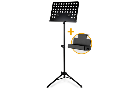 Classic Cantabile Orchestra Stand Perforated Heavy Black Set incl. Storage Box image 1